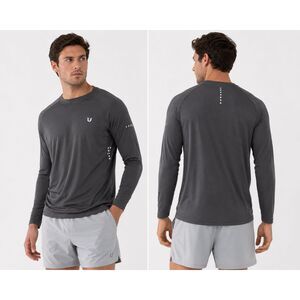 NORTHYARD Men's UPF 50+ Long Sleeve Rash Guard Shirt Dark Gray Size M NWT Quick
